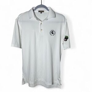 Peter Millar white polo shirt with Michigan State Spartans logo Turfgrass Size S